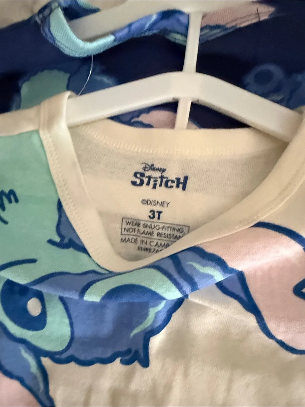 Disney Cream and Blue Stitch 'Aloha' Kids Pajama Set
